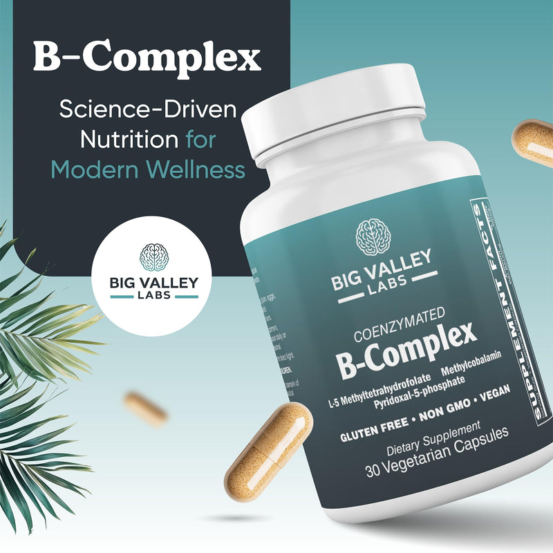 Methylated B-Complex Vitamin Capsules – Activated Coenzymated B-Complex with Methyl B12, Methylfolate & P5P – High-Absorption Methyl B Vitamins – Vegan, Non-GMO – 30 Capsules