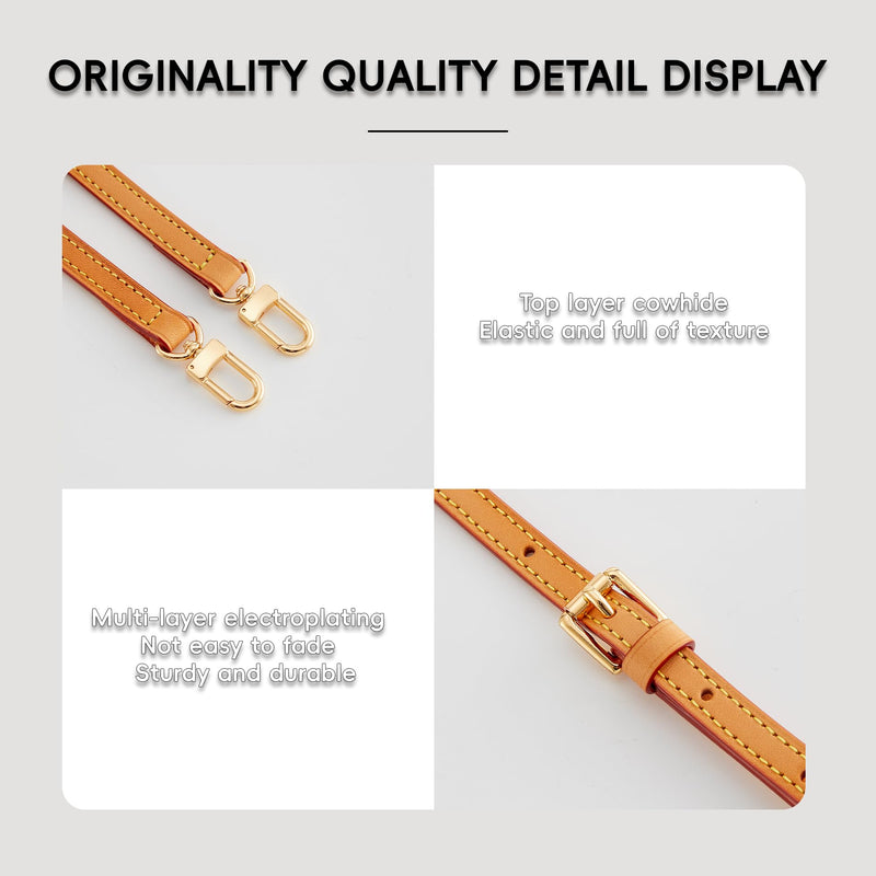 Adjustable Vachetta Leather Replacement Shoulder Strap, Beeswax | Vachetta Leather, Adjustable 35.4-47.2in, 0.43in Wide, Crossbody, Easy Install, Fits Bags with D-Rings W: 0.43in, L: 35.4-47.2in