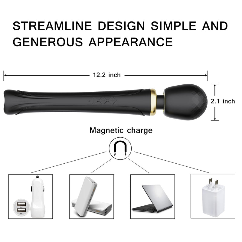 [Australia] - Handheld Massager - Cordless Massager - Travel - Quiet - Relax Body Muscles - Perfect Back Legs Hand Pains and Sports Black 