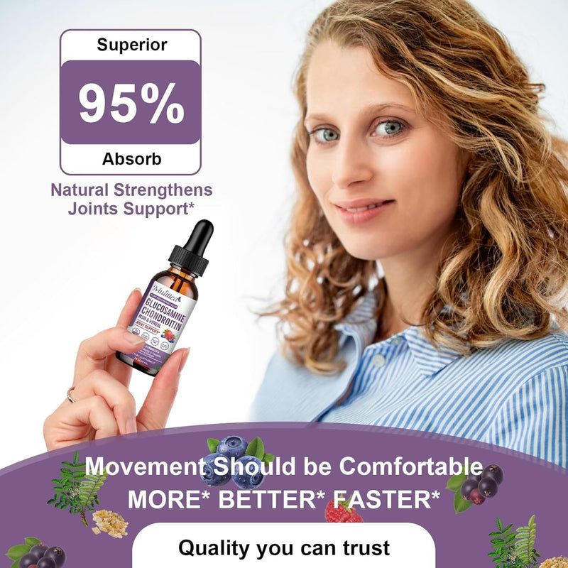 [Australia] - Glucosamine Chondroitin MSM Liquid Drops-w/Elderberry, Boswelia &Hyaluronic Acid-Extra Strength Joint Support Supplement for Mobility, Flexibility & Bones,High Absorption,60ml (2 fl oz) Blueberry 2 Fl Oz (Pack of 2) 