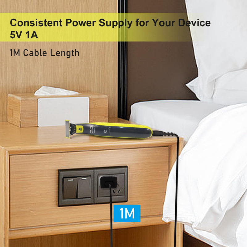 [Australia] - 5V Oneblade charging cable for Philips Norelco shaver One Blade 360 QP2724 QP2834 MG5910 MG7910 QP4530 QP4631, Beard trimmer power supply charger with cable 