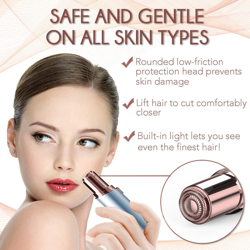 [Australia] - Facial Hair Removal for Women (As Seen on TV), Painless Facial Hair Remover, Rechargeable, Facial Hair Remover 2 x Replacement Heads Included, for Lips, Chin, Arms White Facial Hair Remover 