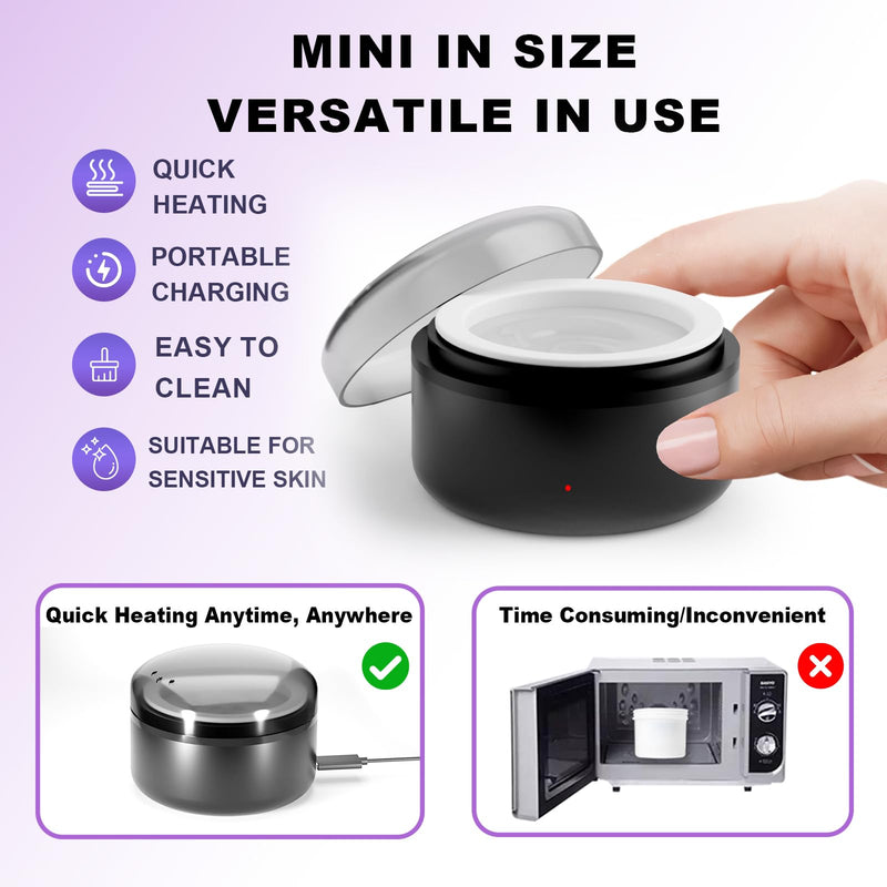 [Australia] - Nose Wax Kits, Nose Wax Set for Men, 50g Nose Hair Remover Wax, Mini Portable Wax Heater with Nose Hair Wax, USB Operated (Black) Black 1 Piece (Pack of 1) 