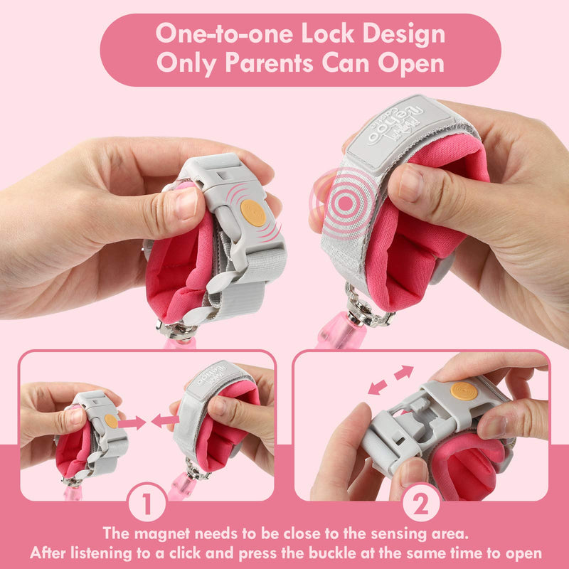 [Australia] - Lehoo Castle Upgraded Anti Lost Wrist Link, Kid Harness with Induction Lock, Safety Wrist Leash for Toddlers, Kids Backpack Leash, Child Leash Harness (Pink) Rose 