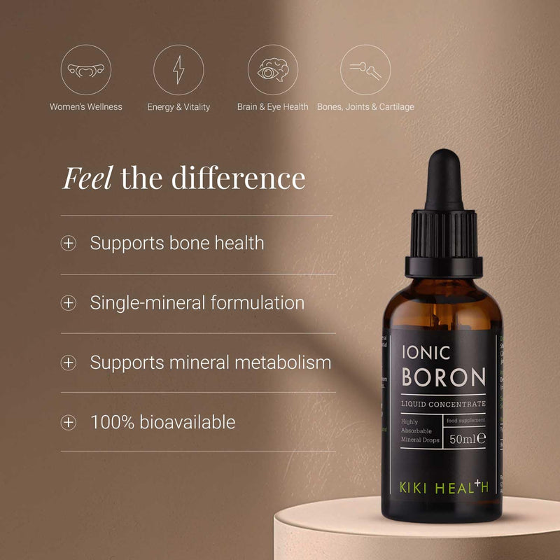 Ionic Boron Liquid Concentrate 50ml – Bone & Mineral Metabolism Support – High Absorption Boron Supplement Drops for Calcium Utilisation & Structural Health, 10mg RI/Serving