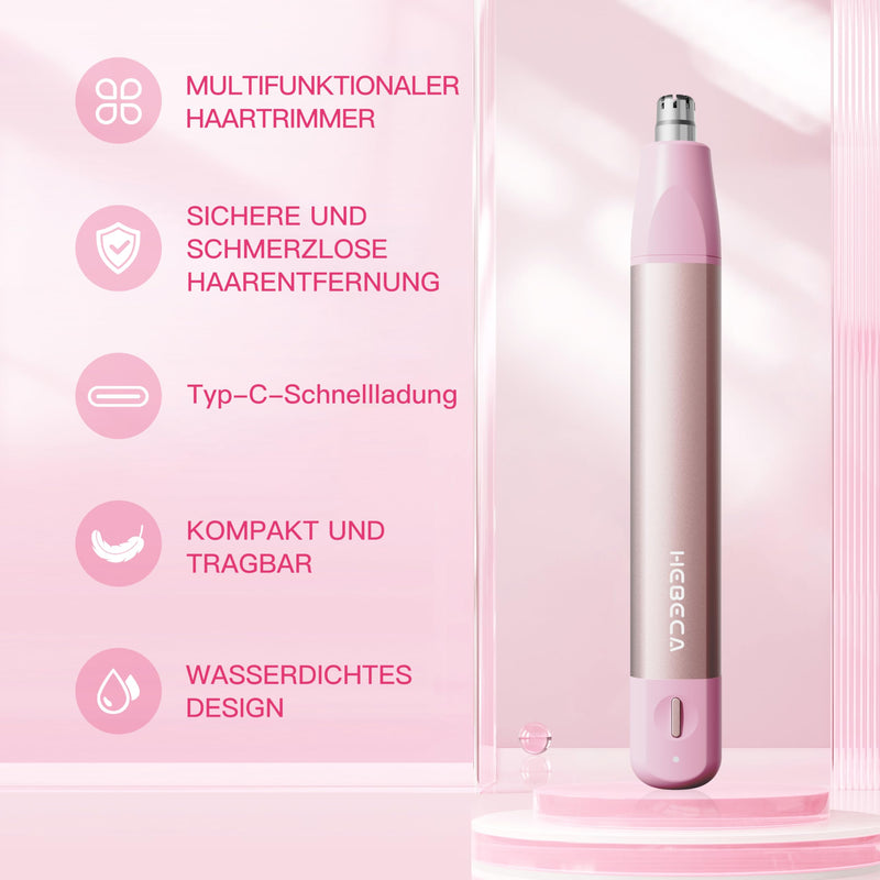 [Australia] - HEBECA Nose Hair Trimmer Women - Nose Trimmer Women's Eyebrow Razor Electric Women's Nose and Ear Trimmer Portable Rechargeable USB 2 in 1 Face Razor Women Pink 