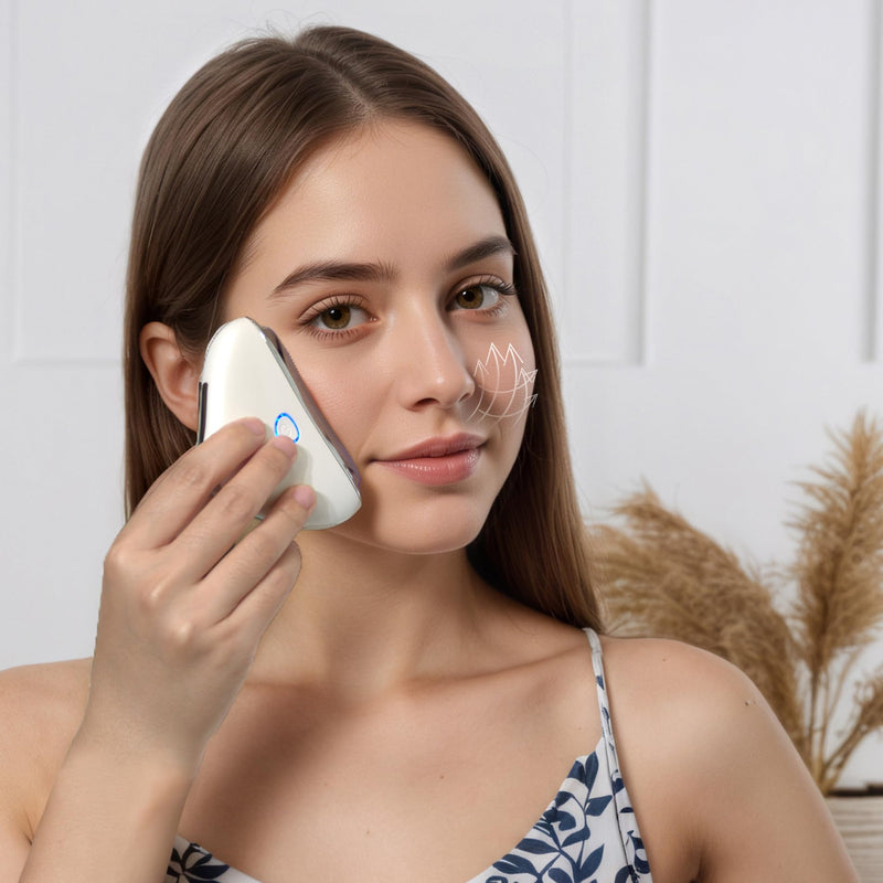 Gua Sha Device,Stainless Steel Gua Sha Facial Tools with Heat and Vibration, 4-in-1 Red Light Therapy for face,Electric gua sha face Massager, Pocket-Friendly Household Beauty Device