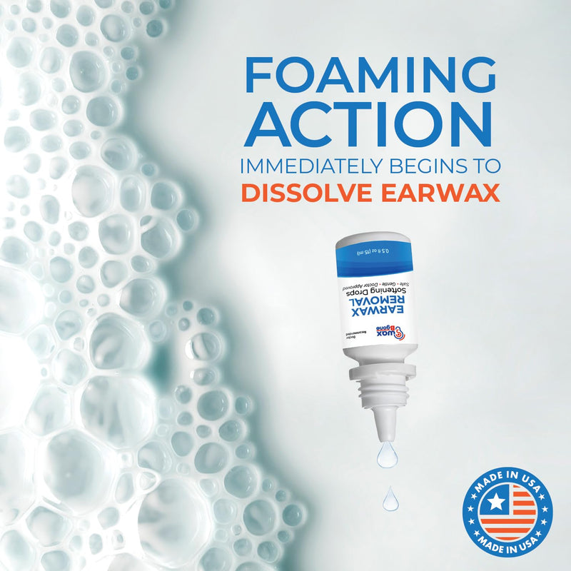 [Australia] - WaxBgone Earwax Removal Kit with Drops, Large 2-oz Ear Bulb Syringe & 3 SoftSpray Tips - Safe & Effective Ear Cleaning Kit - Wax Softening Formula Dissolves Earwax with Gentle Foaming Action - 0.5 Oz 3 Tips 