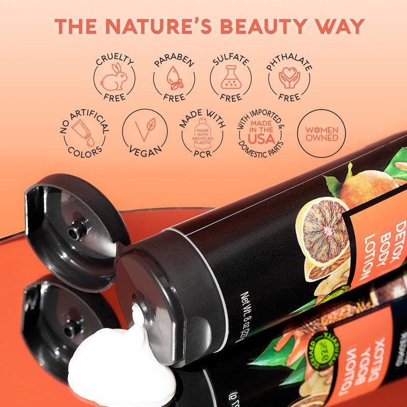 Nature's Beauty Orange Ginger Detox Body Lotion Multi-Pack - Lightweight, Non-Greasy Moisturizer, Improve Skin Tone+Texture Made w/Vitamin C, Sunflower + Almond + Avocado Oils 8 oz (2 Pack) 8 Ounce (Pack of 2)