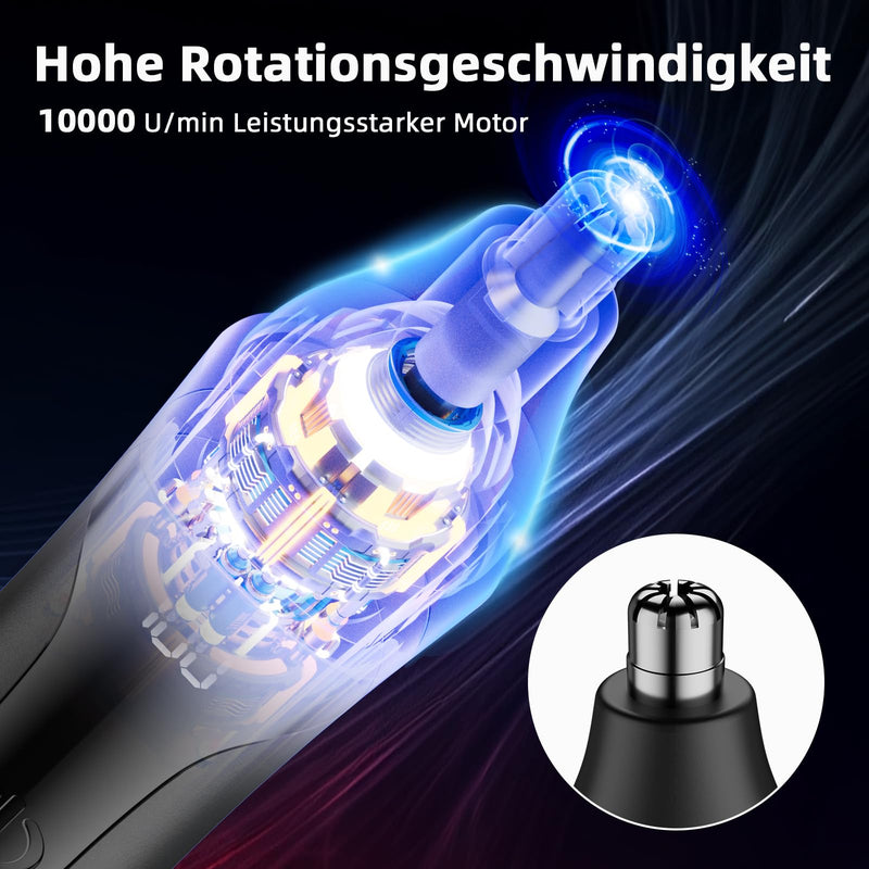 [Australia] - Nose Hair Trimmer, Rechargeable Professional Painless Nose Trimmer for Ears and Eyebrows, with Double Blades, Easy to Clean and Wash (Black) Black 