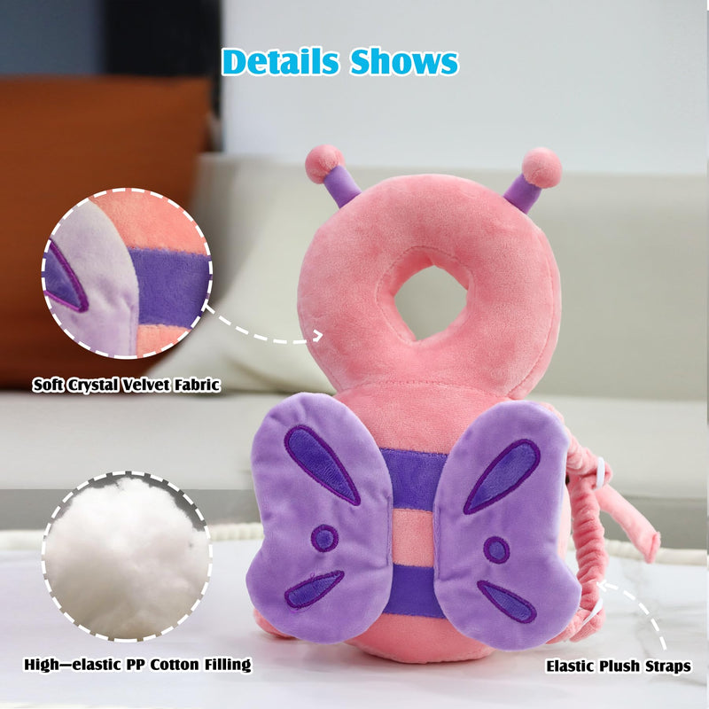 [Australia] - Baby Head Protector Cushion Toddler Backpack, Baby Safety Products for Toddler Head Protection for Crawling & Walking Pink Butterfly 