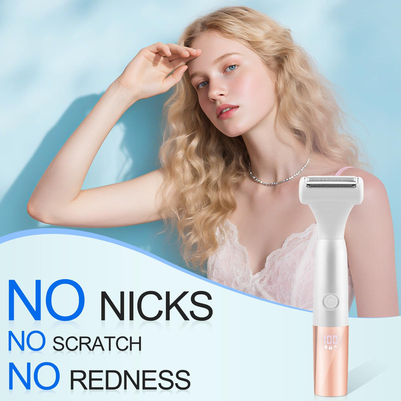 [Australia] - 5-in-1 Bikini Trimmer for Women, IPX7 Waterproof Rechargeable Electric Razors Shaver, Cordless Body Hair Trimmer with LED Display for Nose Eyebrows Beard Underarm Leg Arm, Easy Cleaning Grooming Kit 