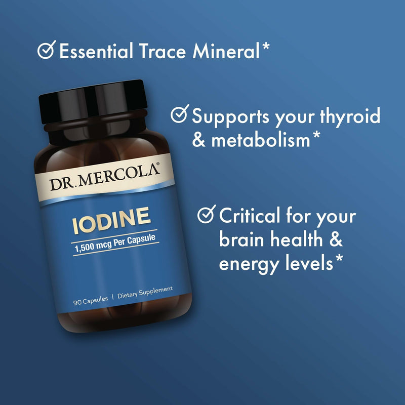[Australia] - Dr. Mercola Iodine - 1,500 mcg Iodide - Supports Thyroid & Metabolic Function - Licaps Capsules - Non-GMO, Gluten-Free & Soy-Free - 90 Capsules (90 Servings) 