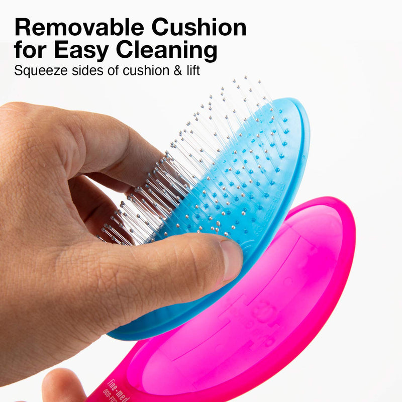 Olivia Garden OG Brush Collection, removable cushion, scalp hugging massages the scalp, 1 fine to medium and 1 medium to thick detangler, 1 smooth and shine styler, for wet or dry hair, Pink 3pc box 3-Piece Kit ($54.85 Value)