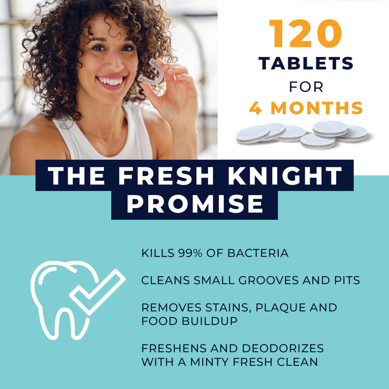 [Australia] - Retainer Cleaner Tablets 120 - Invisalign Cleaner - Denture Cleaner. Efferdent Retainer Cleaner Tablets, Night Guard, Mouth Guards, Aligners & Dental Appliance Cleaner - 4 Month Supply. 