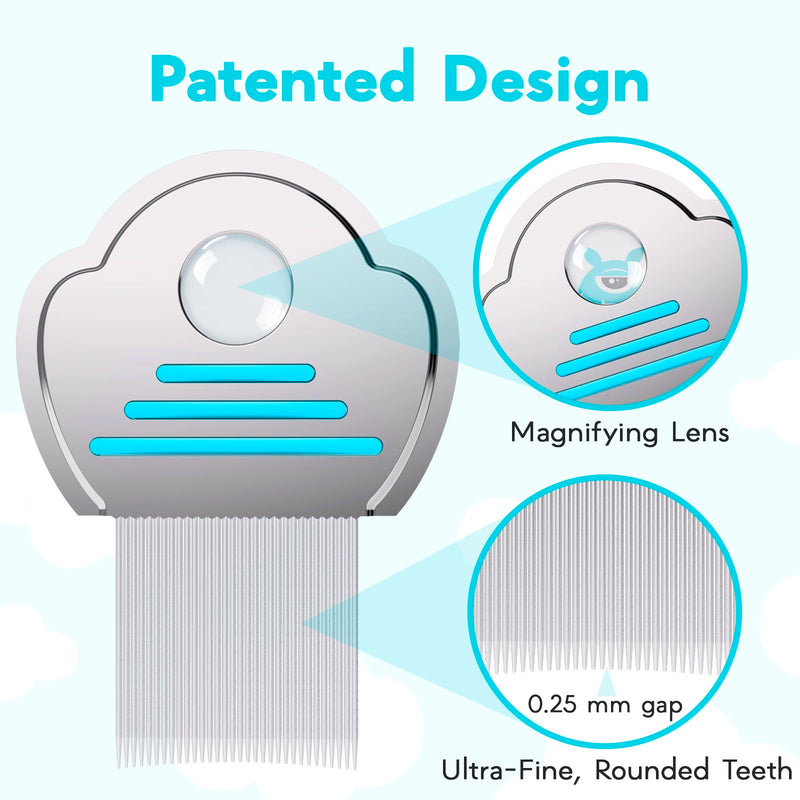 [Australia] - Adamson Lice Comb - Stainless Steel Lice Comb for Kids - Effective Nit Comb - Lice Combs for Thick Hair - Durable and Easy to Clean - Peine para Piojos y Liendres para Ni√±as Cyan 