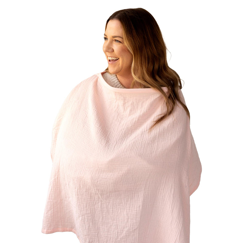 [Australia] - Muslin Nursing cover for breastfeeding mom with Adjustable hoop for hand free | breathable nursing cover up | 100% muslin cotton light weight breastfeeding cover wrap shawl scarf (peach) creamy peach 