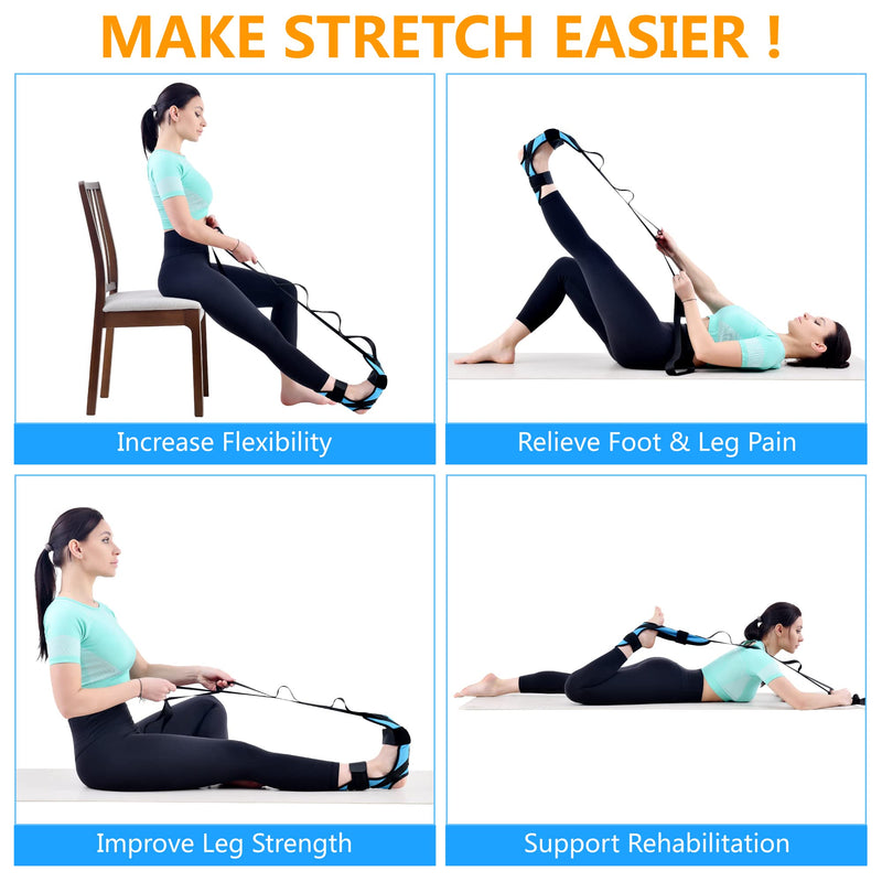 [Australia] - Foot & Calf Stretching Kit-Foot Rocker, Stretching Strap & Spiky Massage Ball-Effective Pain Relief for Plantar Fasciitis, Achilles Tendonitis, Tight Calves & Hamstrings-Instructions Included… 