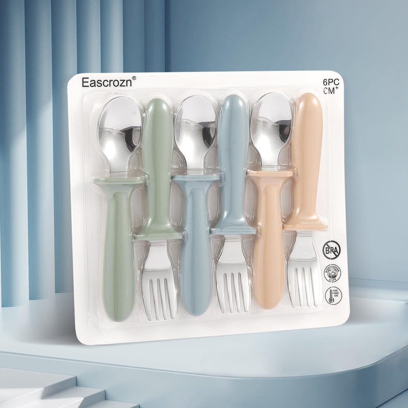 [Australia] - Toddler Utensils, 6 Pack kids Silverware Set with Silicone Handle, 18/8 Stainless Steel Children Safe Forks and Spoons, Dishwasher Safe 