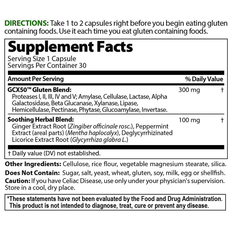 [Australia] - Healthy Digestives Gluten Cutter Enzyme Formula - Helps Improve Your Bodies Gluten Digestion and Assist in Breaking Down Wheat, Dairy and Other Grains - Capsules - 30 Servings 