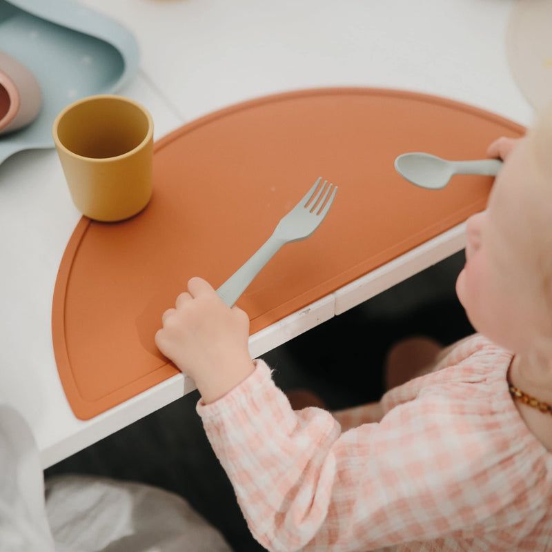 [Australia] - mushie Flatware Fork and Spoon Set for Kids | Made in Denmark (Sage) (Sage) Fork/Spoon 