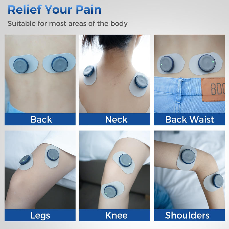 [Australia] - KingPavonini Wireless TENS Unit, Muscle Stimulator for Pain Relief, Portable Rechargeable TENS EMS Machine, LED Screen, Remote, Dual Channel 6 Modes 16 Intensity Massager (Gray Replacement Pads) Gray-tens Unit Pads Only 