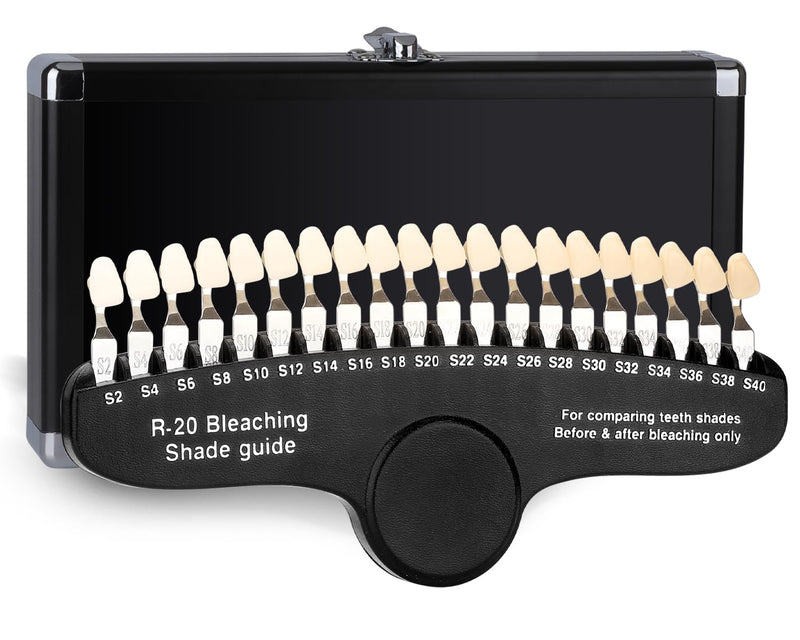 [Australia] - Dental Shade Guide Professional 3D R-20 Tooth Whitening Shade Chart with 20 Colors Teeth Shade Guide with Mirror 