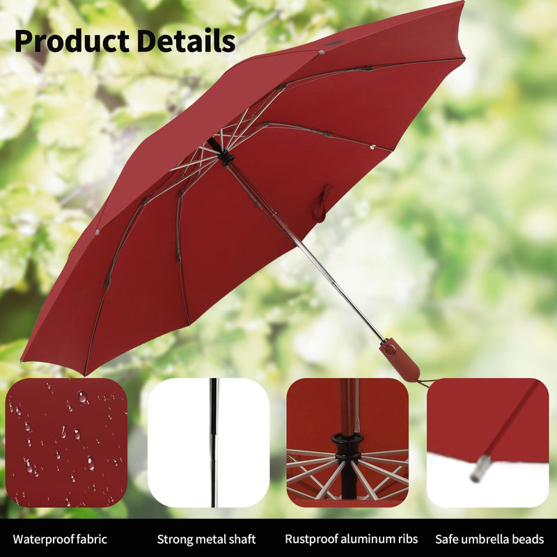 ZDSSM Umbrella Travel Large Windproof Inverted Umbrellas for Rain Portable Automatic Small Compact Reverse Folding Umbrellas for Women Men (Yellow Plaid & Wine)