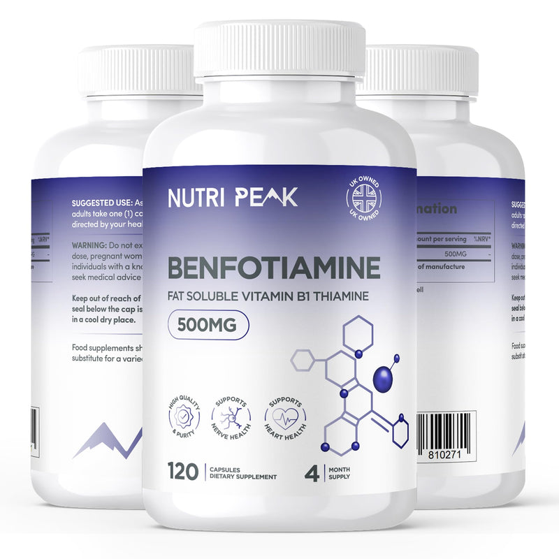 Max Strength Benfotiamine | 500MG | 120 Capsules | 4 Month Supply | Thiamine Supplement| Heart & Kidney Support | Antioxidant | Vitamin B1 | Non GMO & Gluten Free | Vegan