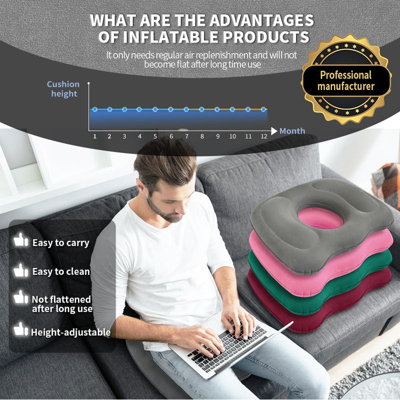 [Australia] - Multifunctional Seat Cushion,Inflatable Donut Pillow - Hemorrhoid Cushion for Tailbone,Post-Surgical Pain,Postpartum Pregnancy,Sciatica, Bed Sores -Orthopedic Seat Cushion for Home, Office, Car 