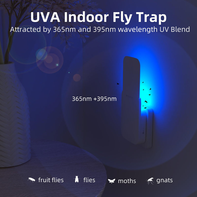 [Australia] - Mosalogic Flying Insect Trap Plug-in Mosquito Killer Indoor Gnat Moth Catcher Fly Tapper with Night Light UV Attractant Catcher for Home Office White-1PACK 1Pack 