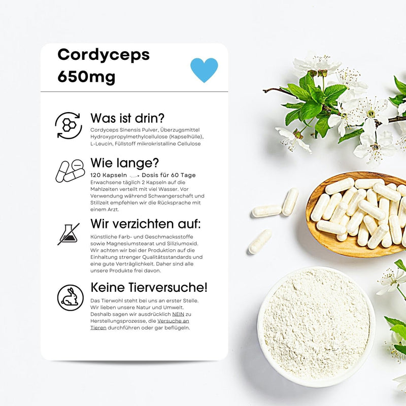 [Australia] - Fair & Pure® - Cordyceps 650mg - 120 capsules - Cordyceps Sinensis - without magnesium stearate - vegan 