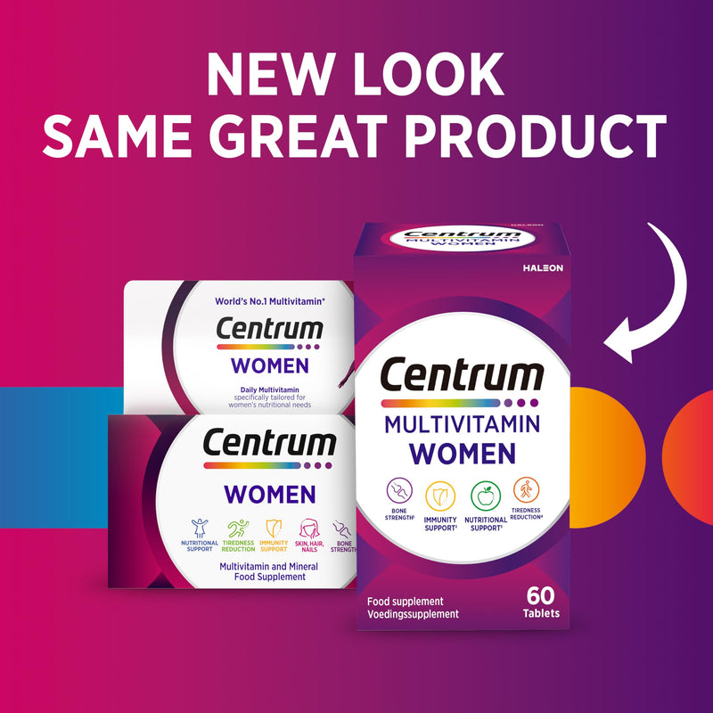 Centrum Women's Multivitamins & Minerals, 23 Essential nutrients Including Vitamin D, C, and Iron, 60 Tablets (Packaging May Vary) 60 count (Pack of 1) New look