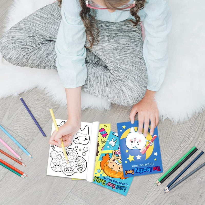 [Australia] - Dental Kids 24‑Pack 5″ × 7″ Mini Dental Coloring & Activity Books – 6 Pages Small Teeth Color Booklets | Classroom & Dental Party Favors, Birthday Goody Bag Gifts, Kids 3+ 
