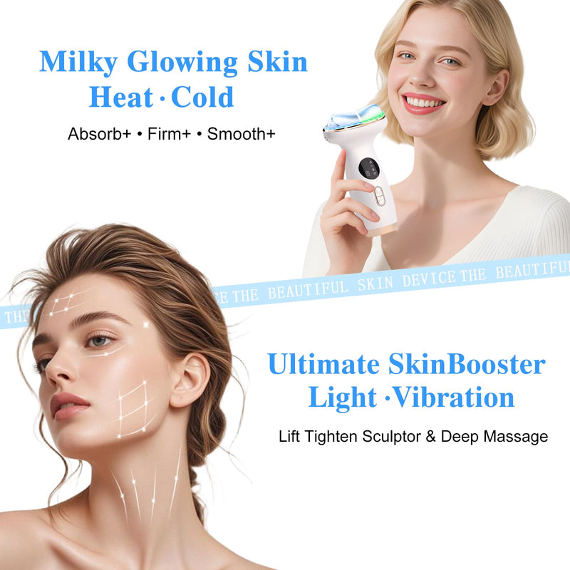 [Australia] - Cold Heat Facial Massager Red Light Therapy for Face Neck Eye Lifting Firming Depuffing,7-in-1 LED Facial Sculptor Skin Care,Cooling Electric gua sha Lift Device Reduce Forehead Frown Smile Line 