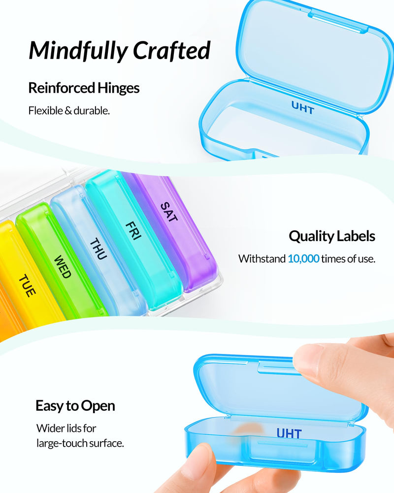 [Australia] - ZIKEE 7 Packs Extra Large Pill Organizer, Portable Pill Box 7 Day for Pocket, Purse, Weekly Pill Case with Dual-Protection Design, Pill Container for Medication, Vitamin, Fish Oil, Supplement 01-clear 