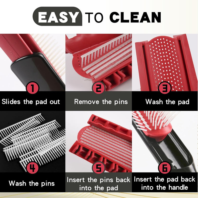 2 PCS Hair Brush for Women Men 7 Row 5 Row Curly Wet or Dry Hair Classic Styling Brushes for Natural Thick Hair, Blow Separating, Shaping Defining Curls Tools Travel Bristle Black Hairbrush Black 9 Row and 5 Row