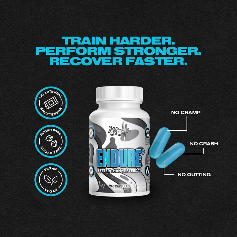 Endure+ Multi-Pathway Lactic Acid Buffer & Electrolyte Complex for Hybrid Athletes | Aquamin® Marine Minerals, Magnesium, B12 & Ginger | Muscle Function, Hydration, Fatigue Resistance | 240 Capsules
