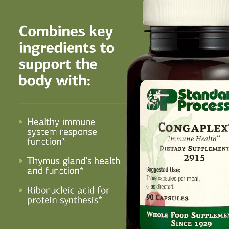 Standard Process Congaplex, Immune & Thymus Support Supplement, 90 Capsules | Thymus Gland Support Supplement, Support Immune Health with Calcium Lactate, Magnesium, Vitamin C and Vitamin A 90 Count (Pack of 1)