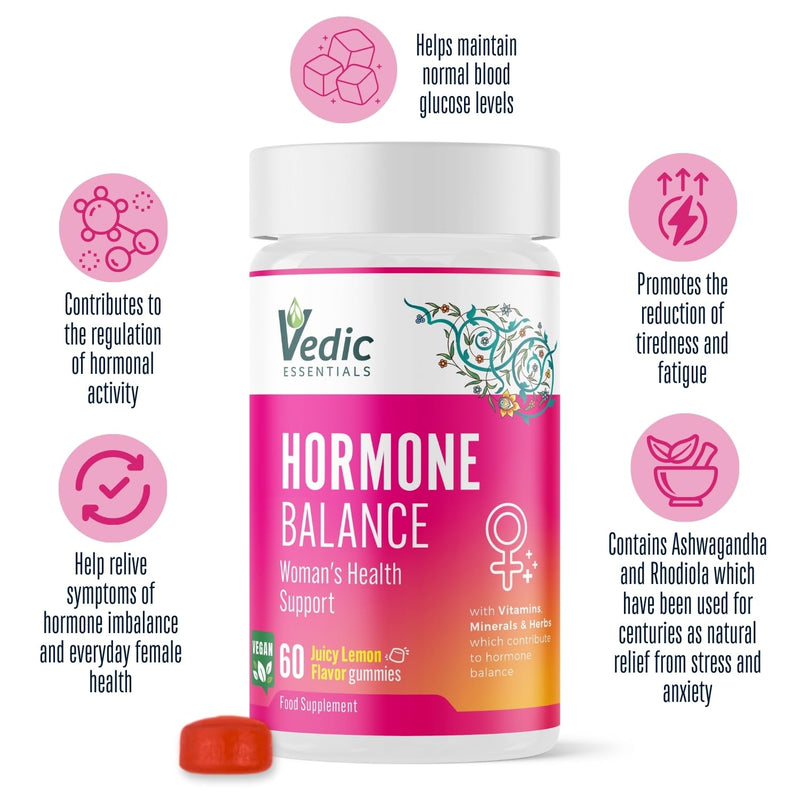 Vedic Hormone Balance Gummies | Natural Support for Female Health- for Teens & Women of All Ages | Essential Vitamins, Minerals & Herbs for Women’s Health | Yummy Lemon Flavour- 60 Vegan Gummies