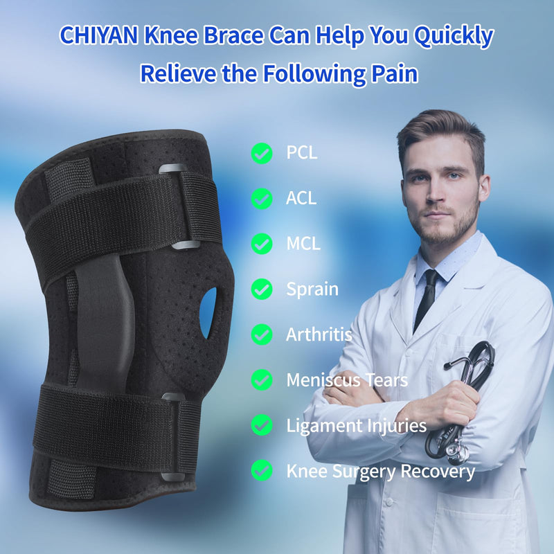 [Australia] - CHIYAN Hinged Knee Brace with Side Stabilizers for Meniscus Tear, Men Women Hinges Knee Support for Arthritis Pain Relief Black X-Large 