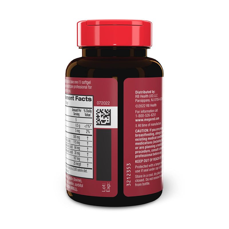 MegaRed Antarctic Krill Oil 500mg Omega 3 Fatty Acid Supplement, Extra Strength EPA & DHA Krill Oil Softgels (90cnt Box), Astaxanthin, Heart Health Supplement with No Fish Oil Aftertaste | Antioxidant Astaxanthin, Phospholipids, EPA & DHA, Heart Suppor...