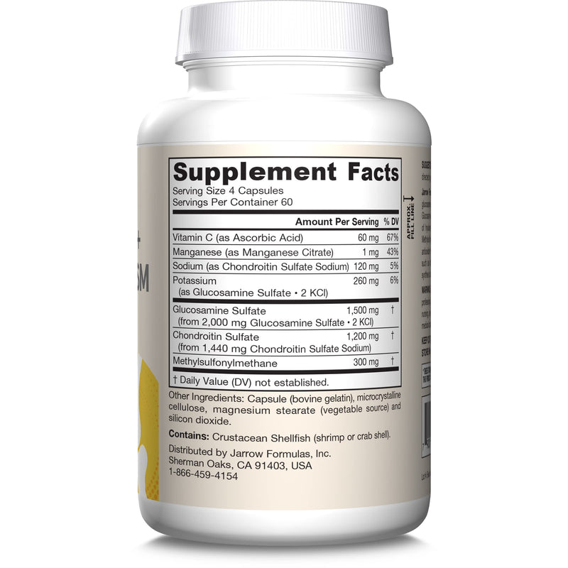 [Australia] - Jarrow Formulas Glucosamine + Chondroitin + MSM Capsules, Joint Support Supplement with Vitamin C and Manganese, 240 Capsules, 60 Day Supply 240 Count (Pack of 1) 