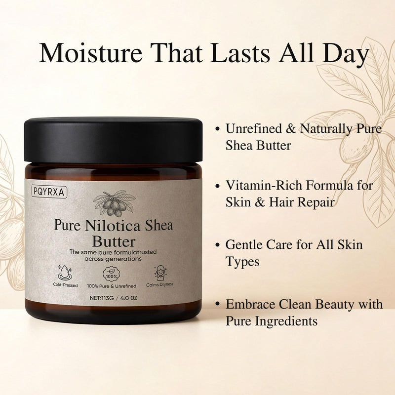 Shea Butter, Organic Pure Nilotica Shea Butter, Relieve Dryness and Roughness, Deeply Moisturize the Skin, Body & Hair Care, Fast-Absorbing & Non-Greasy, 113g
