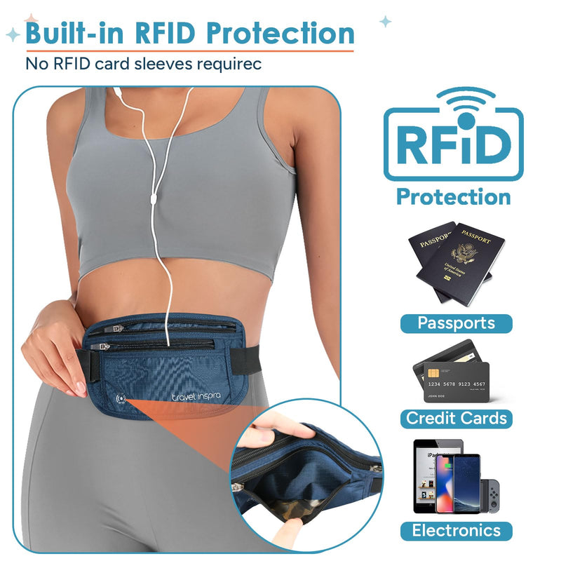 travel inspira Luggage Scale Battery-Free and RFID Blocking Travel Money Belt with Anti-Thief Zip - Slim Passport Holder