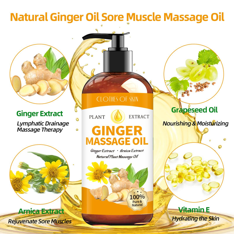 [Australia] - Ginger Oil Massage Oil for Massage Therapy,Ginger Oil Lymphatic Drainage Massage,Sore Muscle Massage Oil,Natural Ginger Body Oil for Gua Sha Massage with Arnica Oil-Warming,Relaxing,Soothing Muscles 