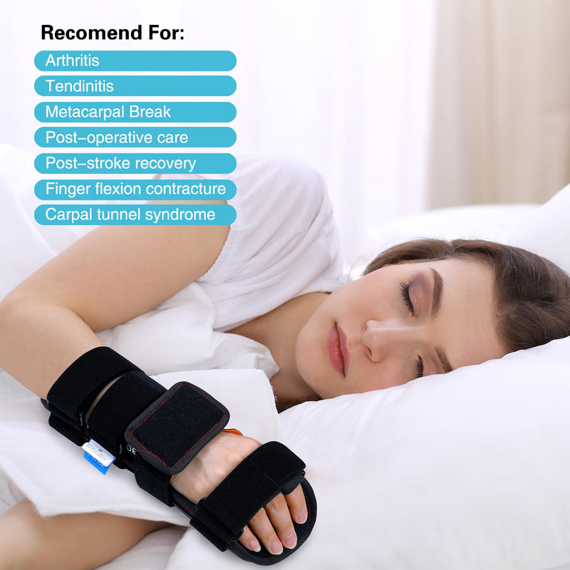 [Australia] - Stroke Resting Hand Splint & Wrist Brace Support Bundle - Prevent Flexion Contractures, Night Immobilizer Wrist Finger Brace with Finger Separator for Stroke Recovery, Arthritis, Tendinitis Right Large 