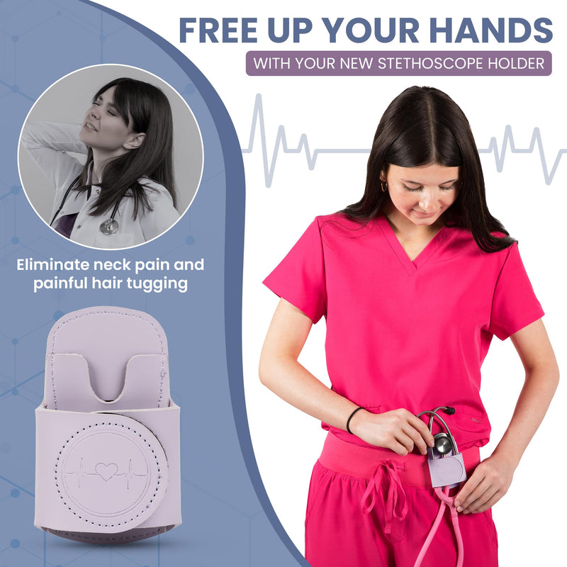 [Australia] - Stethoscope Holder Hip Clip with Cute & Hygienic Design | Nurse Accessories in Gift Box | Durable Adhesive Clip (Lavender) Lavender 