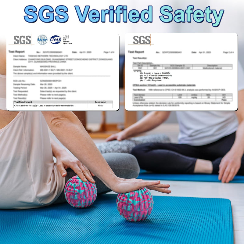 Deep Tissue Massage Ball for Exercise & Recovery - SGS Certification - Targets Back, Shoulder, Legs&Feet - Relieves Muscle Knots, Joint Pain&Tightness, Pressure Point Therapy- Myofascial Release Ball Blue&pink Set | 2.8 & 5.1 Inch