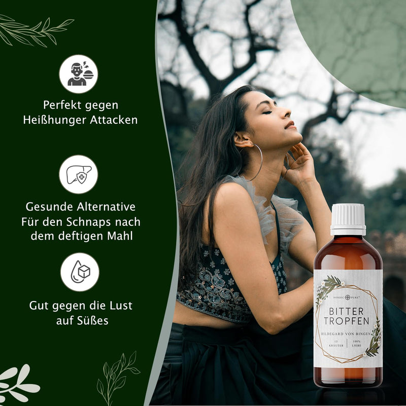 [Australia] - Bitter substances drops with practical dropper closure | 100ml bitter drops according to Hildegard of Bingen | 15 bitter herbs 